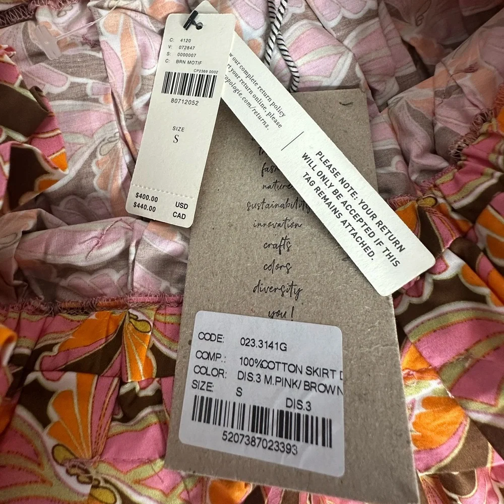 NWT Anthro x Devotion Twins Kotronas Vibrant Floral Polished Cotton Midi Skirt S - Picture 11 of 14